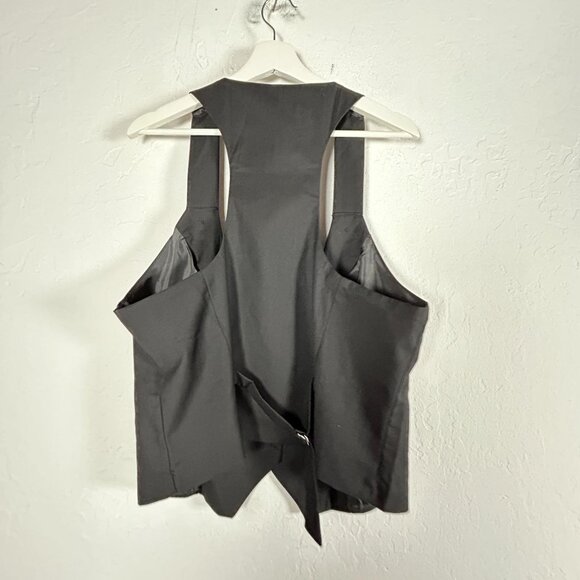 KANCY KOLE Womens Button Front Racerback Waistcoat Vest XL Black Pockets New - Picture 2 of 7